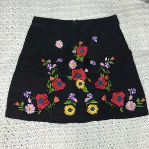 TOPSHOP embroidered mini skirt